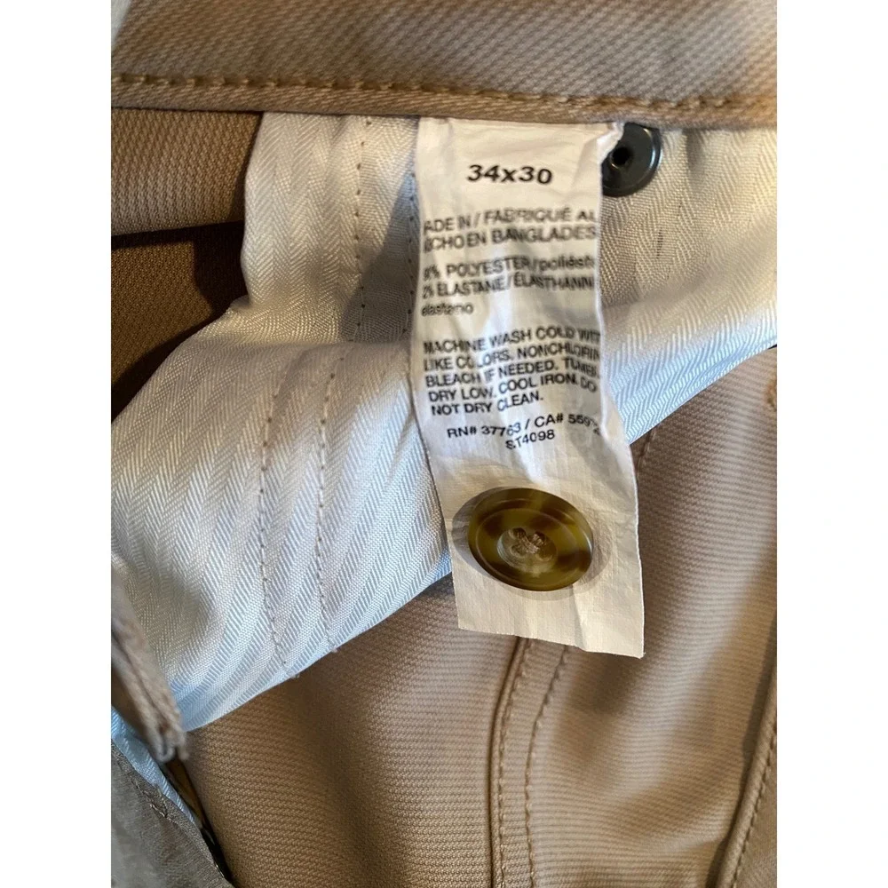 PGA Tour Mens Golf‎ Pants Khaki Tan Straight Leg 5-Pocket Stretch Trousers 34x30